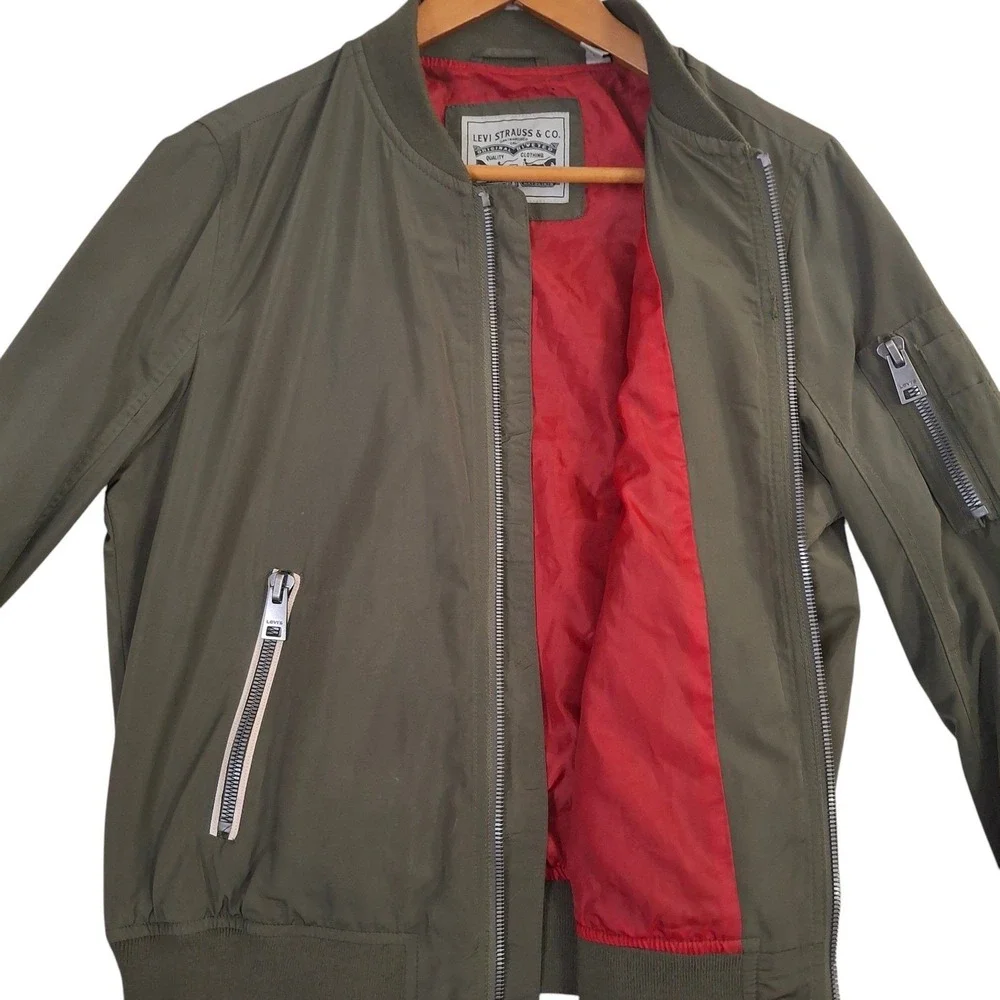 Levis Jacket Mens Large Green MA-1 Flight Military Army Flyers Bomber